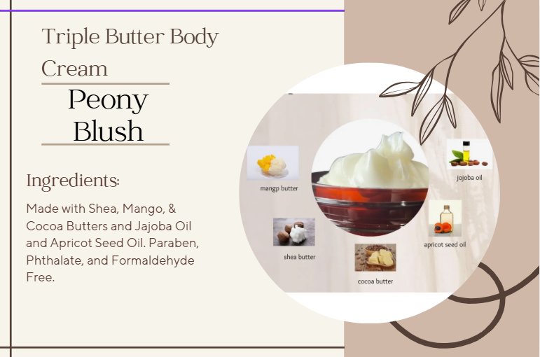Handmade Triple Butter Body Cream - Peony Blush, 4 oz.